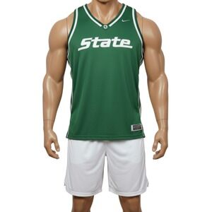 Nike Michigan State Spartans Green STATE Jersey 56 3XL SP02‎ Blank Game Issue